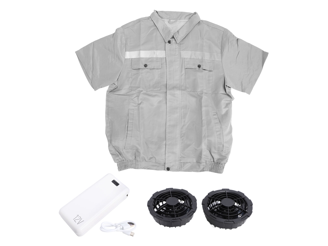 Chaqueta Con Ventilador De Manga Corta Y 4 Velocidades, Confeccionada Con Una Tira Reflectante.