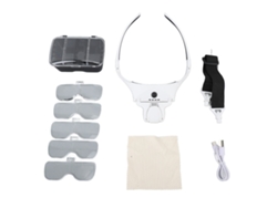 Lupa De Diadema Recargable Con 4 Luces Led Y 5 Lentes Intercambiables Para Trabajos De Detalle.