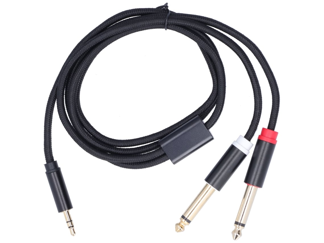 Cable Adaptador De Audio De 3,5 Mm Macho A Doble 6,35 Mm, Malla De Algodón Trenzado, 1 M