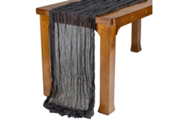 Camino de mesa de tul plisado negro 90 x 400 cm