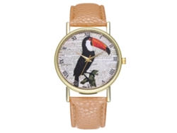 Reloj Analógico De Cuarzo Con Correa De Poliuretano Para Hombre Y Mujer - Beige