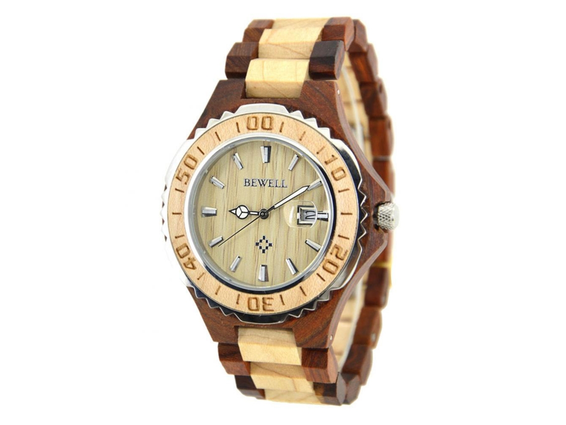 Reloj De Madera Con Correa De Madera Movimiento De Cuarzo Para Hombres (rojo Y Madera)