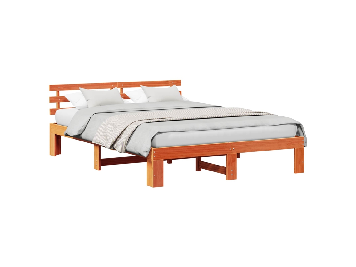 Maison Exclusive - Estructura De Cama Con Cabecera Marrón Cera 160 X 200 Cm
