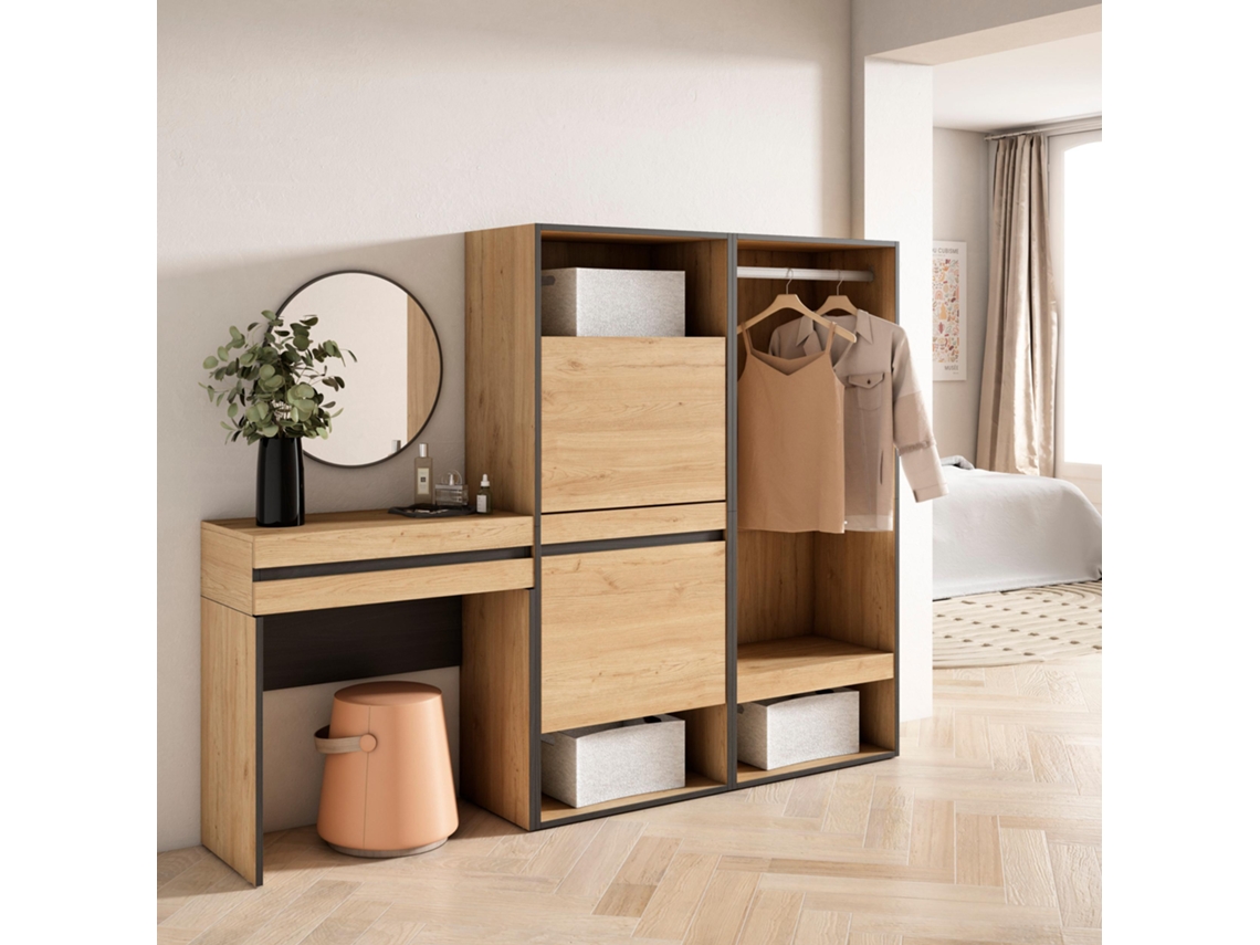 Consola entrada, 190x145x35 cm, Recibidor, Zapatero, Vestidor abierto, Roble SKRAUT HOME