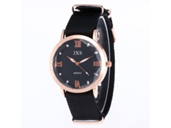 Reloj De Pulsera Unisex De Nylon Con Cristales, Dial Redondo, Cuarzo (negro)