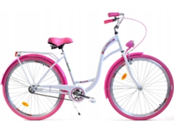 Bicicleta robusta de 26 pulgadas para mujer, blanca y rosa, de Dallas Bike B.active