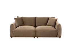 Sofá De 3 Lugares Beliani Jubek De Veludo Castanho 214x104x81