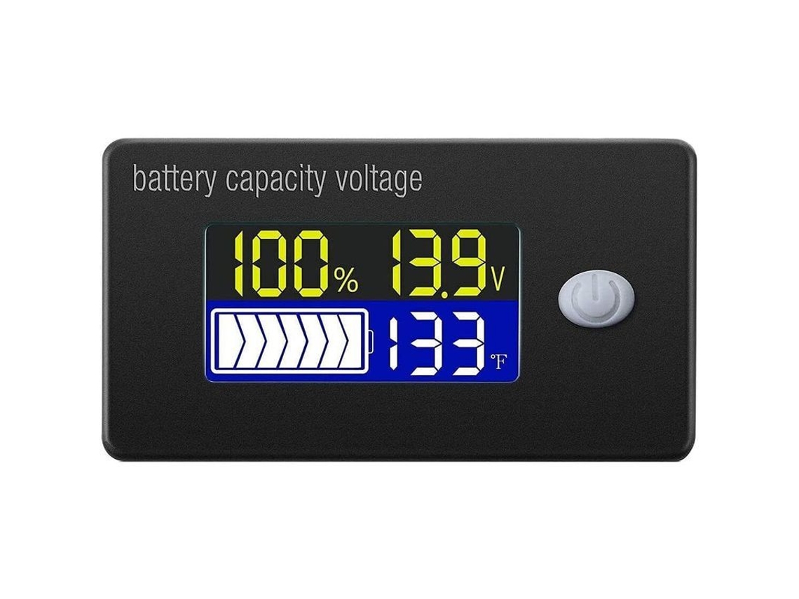 Indicador De Capacidad De Batería De 12 V Con Voltímetro Lcd Y Termómetro Para Baterías De Iones De Litio, Lifepo4 Y Plomo-ácido.