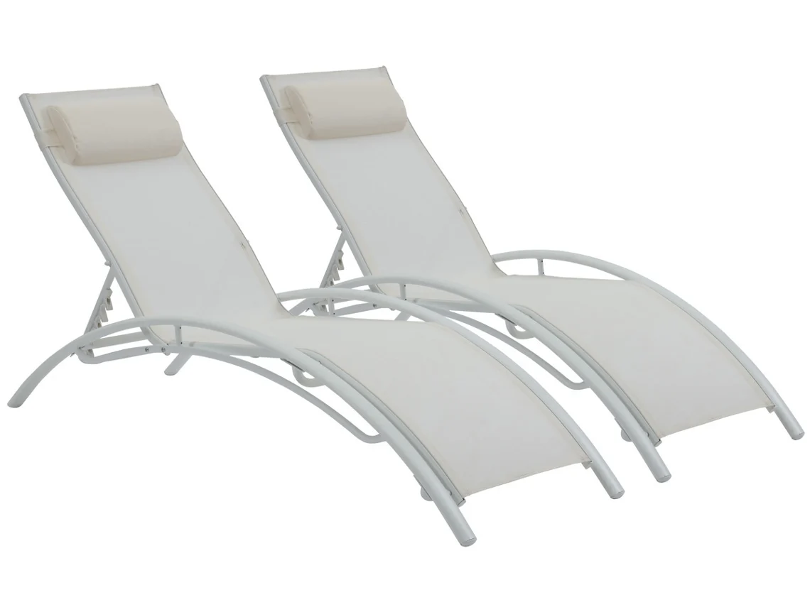 Tumbonas de aluminio Beauty Phoenix Cru Lote de 2 Habitat Et Jardin