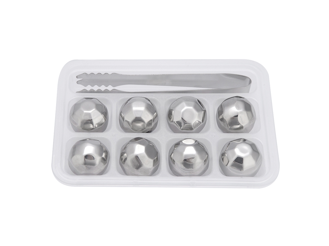 Bolas De Hielo De Acero Inoxidable 304 Para Enfriar Vino Y Whisky Con Pinzas De Diamante.