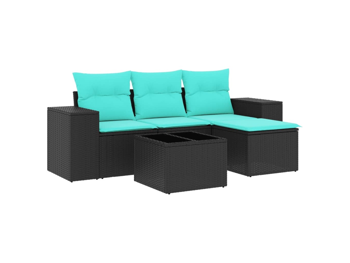 Maison Exclusive - Conjunto De Sofá De Jardín De 5 Piezas Con Cojines, De Poliratán Negro