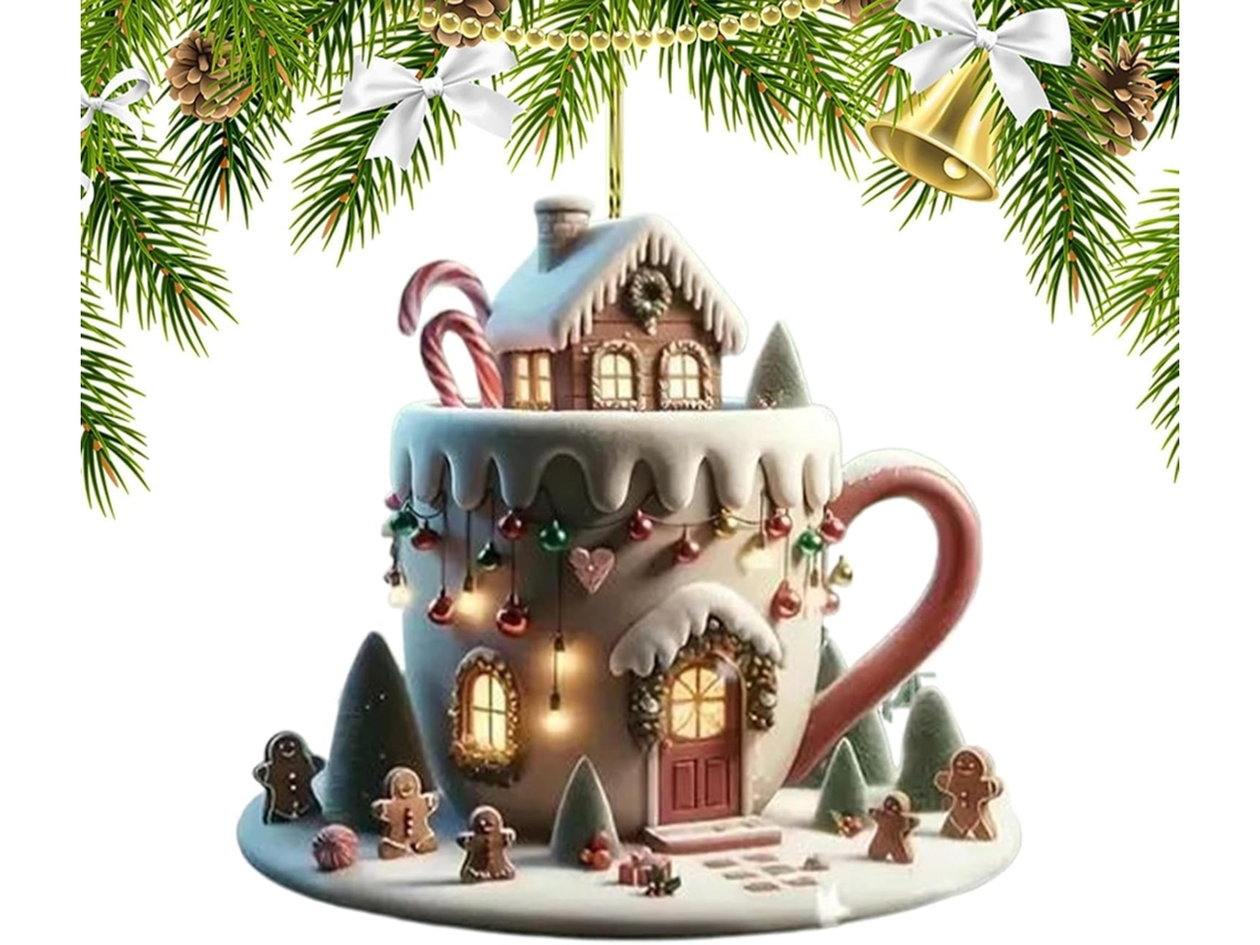 Decoración Navideña Hogar Tazas Adornos Árbol Navidad Decoraciones Festivas Colgante Festivo Acrílico 2d