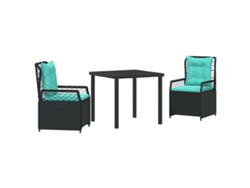 Maison Exclusive - Conjunto De Comedor De Jardín 3 Pcs Negro Ratán Sintético