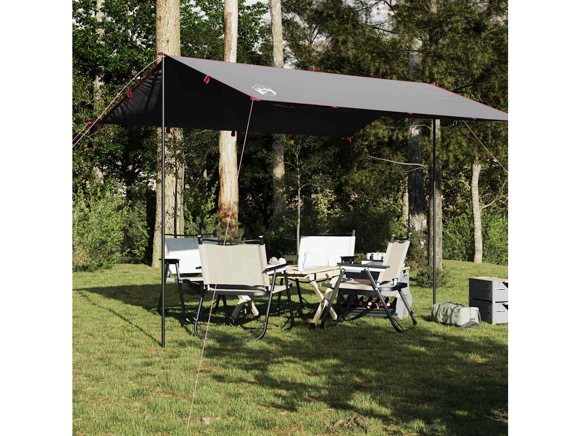 Lona de camping de 360x294 cm, impermeable, gris y naranja.