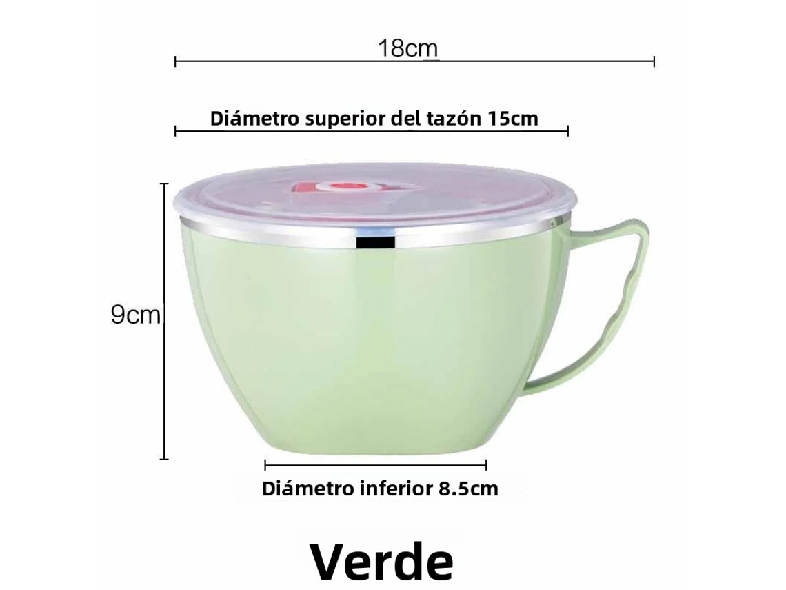 Copo Portátil de Aço Inoxidável para Macarrão Instantâneo com Tampa, Lancheira Térmica de Camada Dupla À Prova de Vazamentos MDUG (verde)