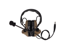 Auriculares de radio de 7,1 mm con botón PTT y reducción de ruido, color marrón