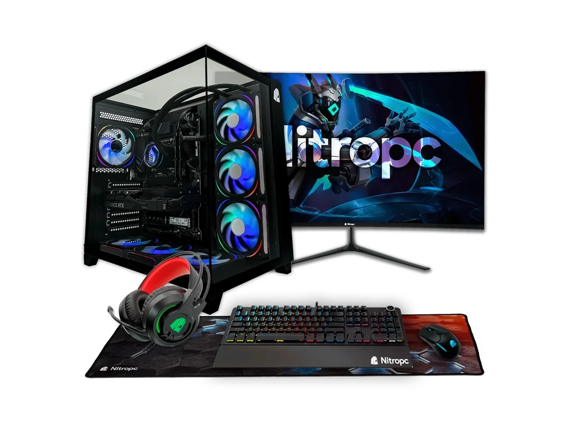 Ordenador Gaming Nitropc Pack Diamond Plus Negro – AMD Ryzen 7 7700X, RTX 5060 Ti 16GB, 32GB DDR5, 1TB M2, Win11 Pro, Accesorios + monitor 27" FHD 300Hz