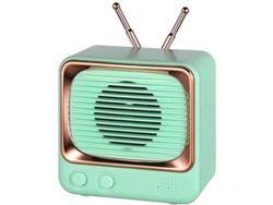 Altavoz Bluetooth Portátil De Color Verde Retro Con Radio Fm Y Ranura Para Tarjeta Tf, Batería De 900 Mah.
