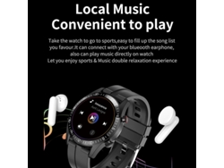 Smartwatch H1 Negro con pantalla HD de 1,28 pulgadas, Bluetooth, monitoreo de llamadas y sueño, modos multideporte.