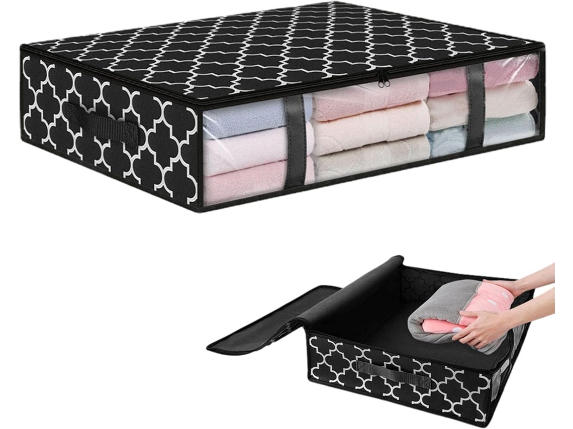 Almacenamiento Bolsa Colcha Cojín Zapatos Plegable Cremallera Ventana Transparente Cama Caja Ropa