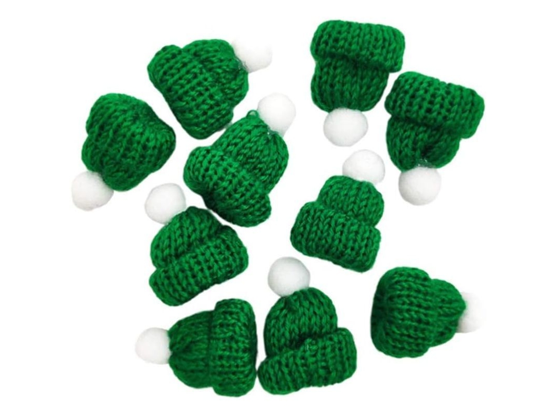 2026-10 Sombreros Mini Navideños Para Dulces Cubiertas Accesorios Diy Fiesta Material Tela Color Verde