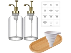 Elegantes Y Ligeros Dispensadores De Jabón Líquido De Vidrio, Juego 2, 500 Ml,