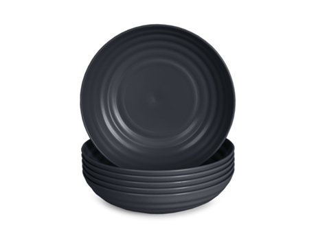 Juego de 6 Platos Plastic Forte Classic Semi Hondos 19 cm Reutilizables. Ideal Fiestas. Grafito