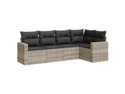 Maison Exclusive - Set De Sofás Jardín Y Cojines 5 Pzas Ratán Sintético Gris Claro
