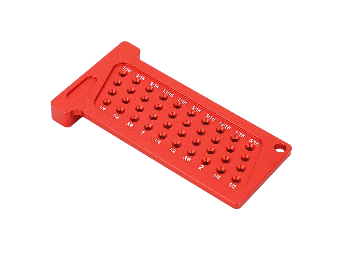 Escuadra De Carpintería En Forma De T Para Posicionar Y Marcar Agujeros Transversales Con Un Calibre De Aluminio Rojo.