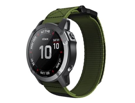 Correa de nailon para reloj inteligente con cierre de gancho y bucle de 26 mm (verde)