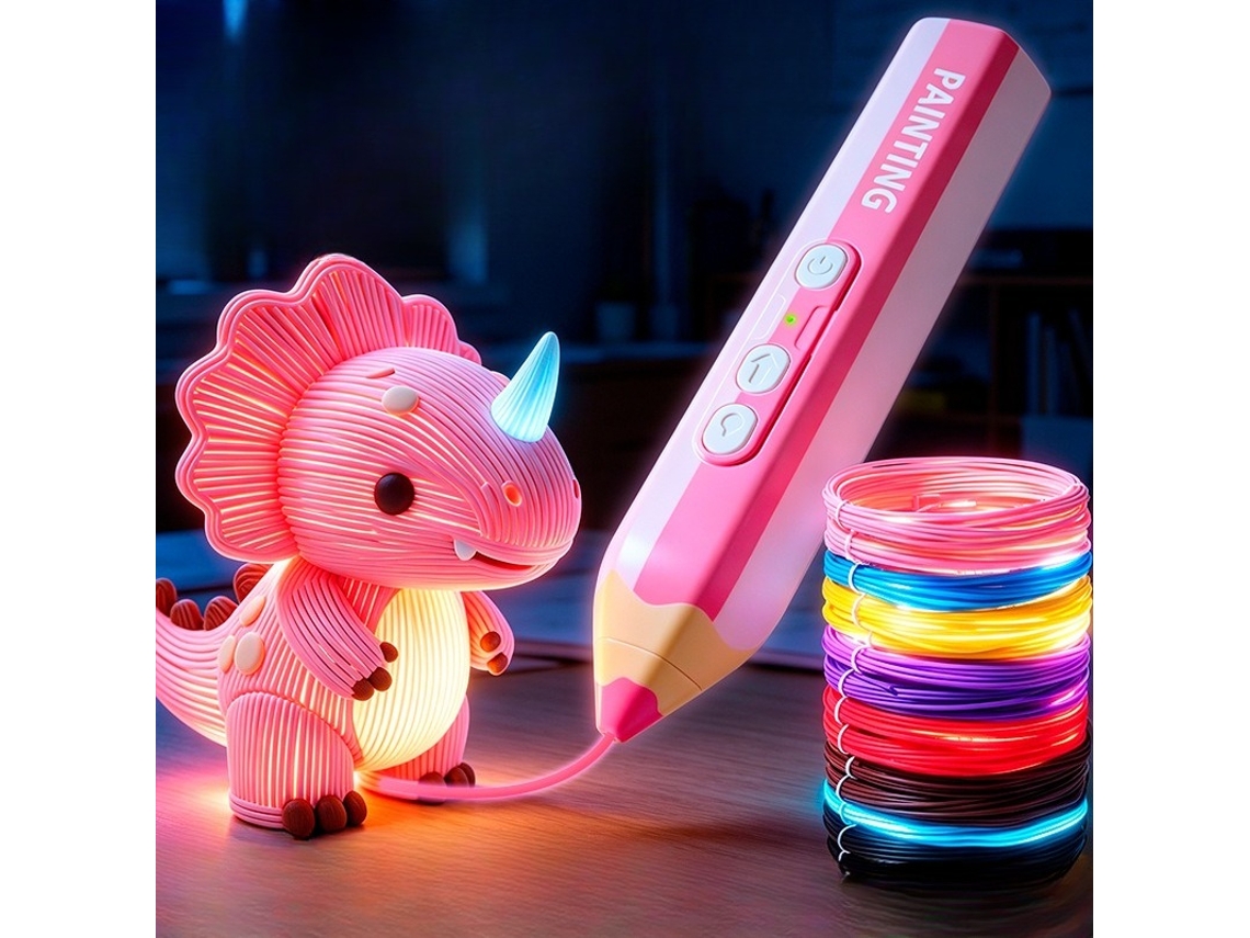 Lápiz De Impresión 3d Luminoso Para Niños, Recargable Por Usb, Paquete De Recarga De Filamento Pla Luminoso De 5 Metros/10 Rollos Panoona