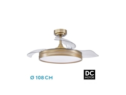 Ventilador DC 72W Micenas Cuero 3 Aspas Transparentes FABRILAMP