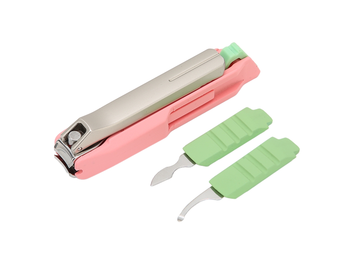 Kit Profesional De Cortauñas De Acero Inoxidable Para El Hogar Y Salones De Belleza - Rosa Y Verde