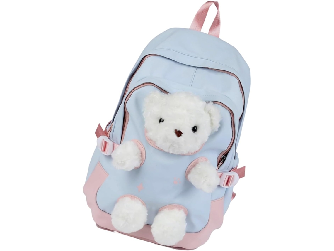 Mochila Escolar Moderna Para Adolescentes Con Estampado De Oso De Dibujos Animados, Tela