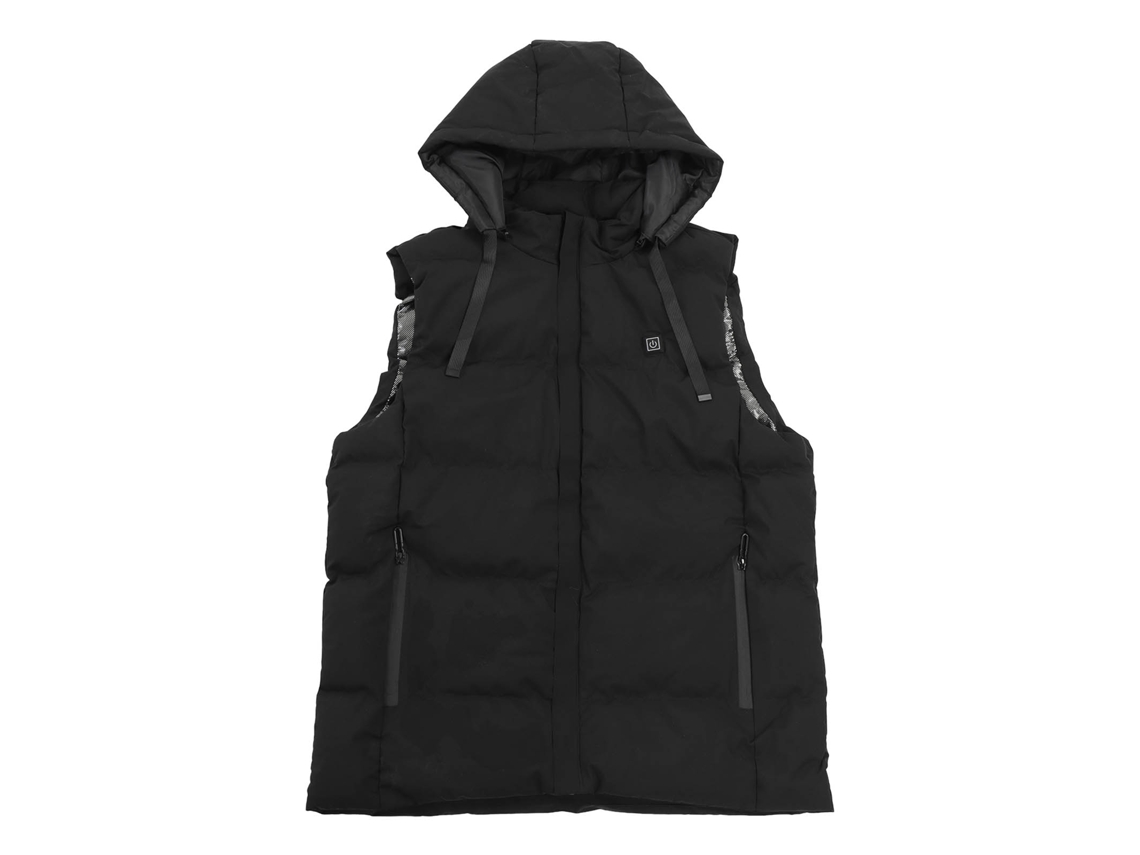 2026-chaleco Calefaccionado Con Capucha Usb 7 Zonas Fibra De Carbono Temp Constante Para Ski Outdoor Xxl Negro