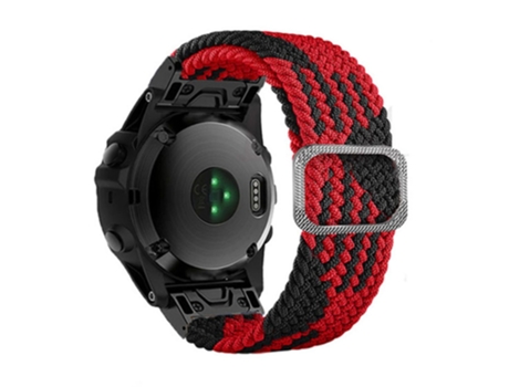 Correa de nailon 22mm con hebilla para Garmin Fenix 7/Epix/Instinct 2/Approach S62/Fenix 5 - rojo/negro