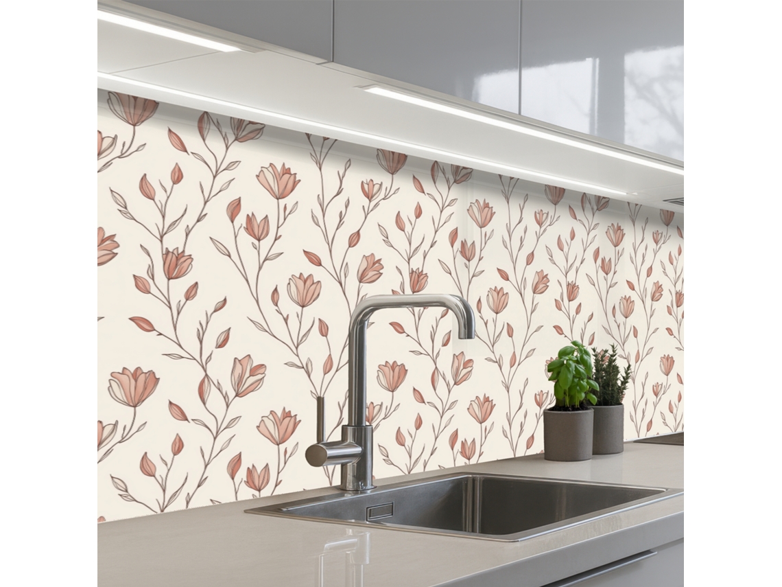 Salpicaderos De Cocina Patrón - Clásico - Rosa 250x80 Cm