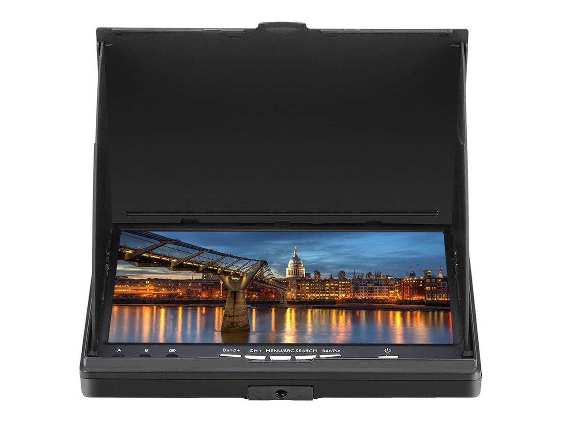 Monitor Rojo + 1 Antena Rp-sma Adicional Lcd Lt5802d 5.8ghz 40ch 800*480 Monitor Fpv Dvr 7" Receptor Dual Batería Antenas Drones Rc