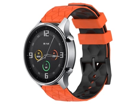 Correa de reloj inteligente para Xiaomi MI Watch Color 22 mm Patrón de fútbol Correa de reloj de silicona de dos colores (Naranja + Negro)