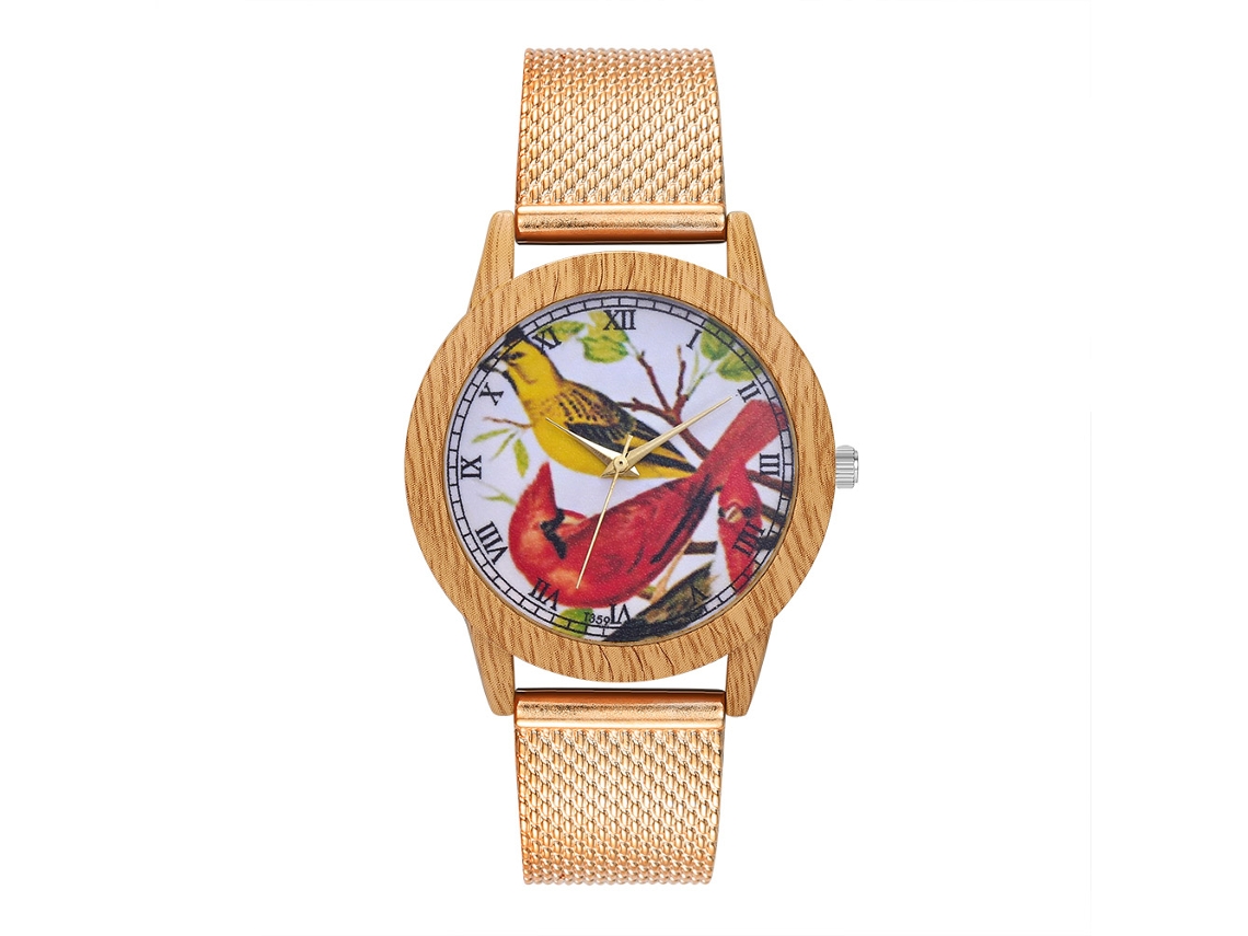 Reloj Unisex Para Parejas Con Correa De Malla De Acero, Esfera Redonda, Movimiento De Cuarzo, Oro Rosa.