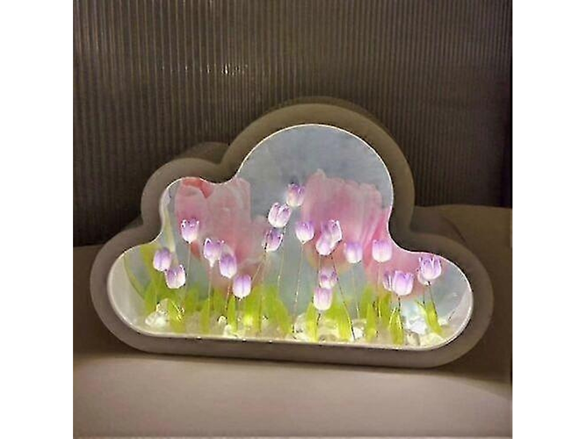 Lámpara de noche de tulipán DIY, lámpara de noche de espejo de tulipán Rosewell Cloud