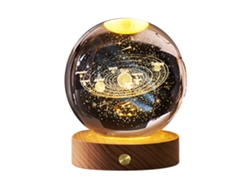 Yncm2026-lámpara De Noche Esfera De Cristal 3d Recargable Con Base De Madera Para Sistema Solar Dormitorio Hogar Luz Suave