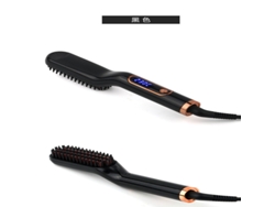 Plancha alisadora y rizadora MDUG 2 en 1 para barba masculina (negra, estándar europeo)