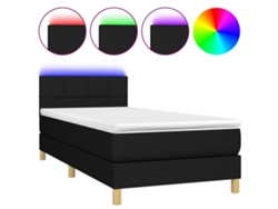 Maison Exclusive - Cama Box Spring Con Colchón Led Tela Negro 100x200 Cm