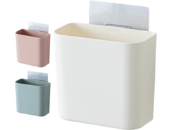 Organizador Almacenamiento Pared 3 Piezas Drenaje Blanco Plástico Adhesivo Orificios Autodrenaje Montaje