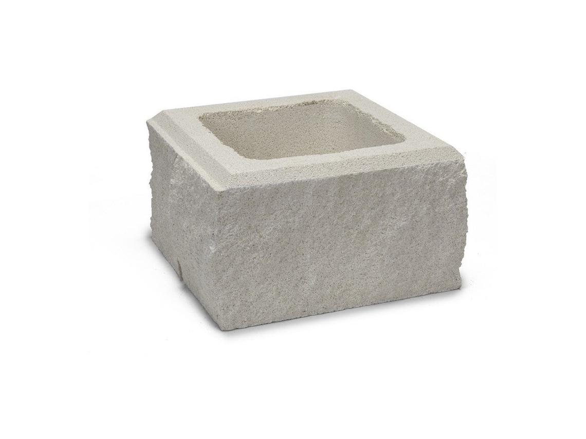 Pilar de bloque de hormigón con acabado blanco rugoso / 35x35x19 cm / Palet de 45 unidades (sin descarga)