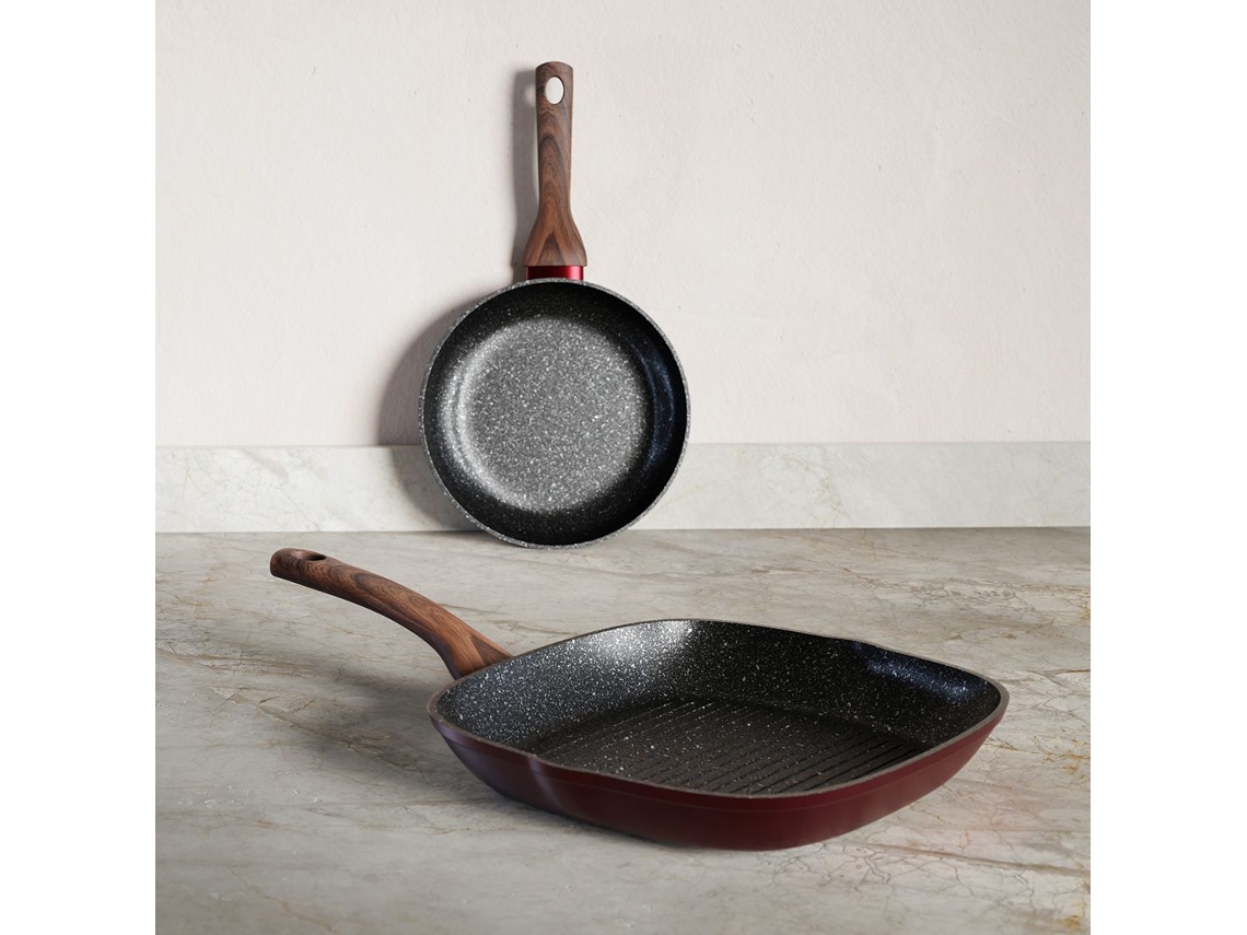 Batería de Cocina JOMAFE Velvet Parrilla + Sartén Rojo (2 Und)