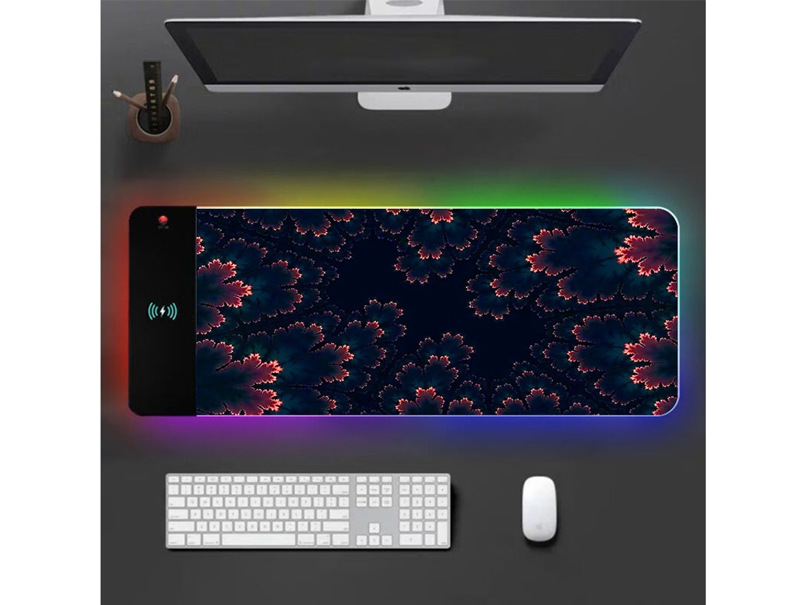 Alfombrilla Para Ratón Gaming Con Luz Led Rgb, Carga Inalámbrica De 15 W, Alfombrilla De Escritorio De 800x300x3 Mm Con 17 Modos De Iluminación Digitallab