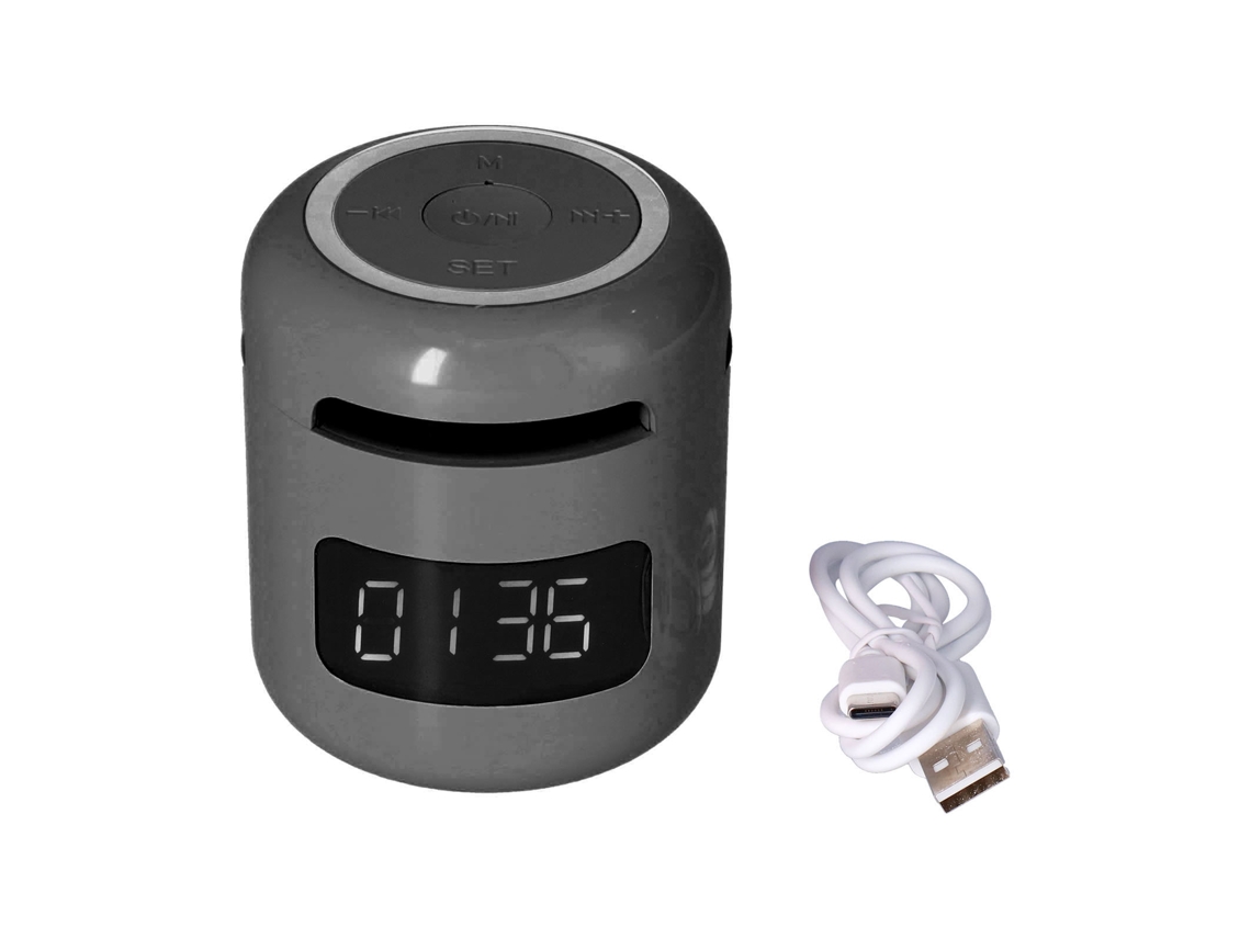 Altavoz Portátil Bt Jm01 Con Reloj, Pantalla Led, Radio Y Despertador Multifuncional - Negro