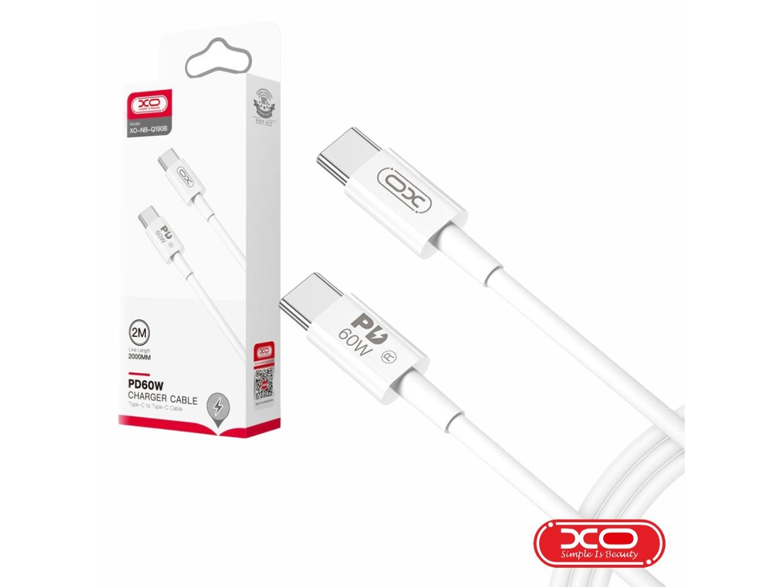 Cable USB C macho a USB C macho de 2 m, PD, 60 W, Xo
